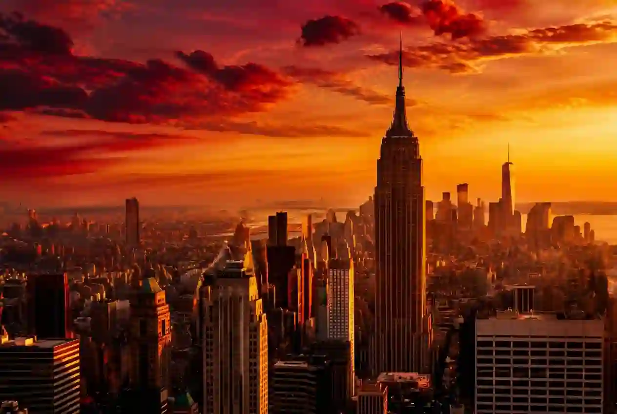 Skyline de Nova Iorque ao pôr do sol